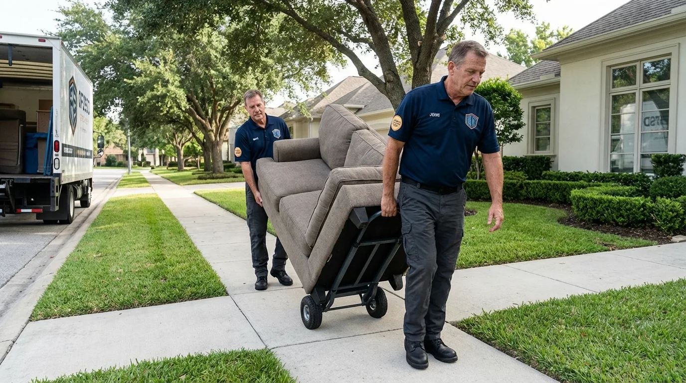 Local residential moving crew loading furniture in Holden, ME